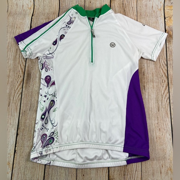 Canari Womens Bike Cycling Jersey Road Trail Riding Made USA Purple Floral Large - Picture 1 of 4